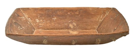 Rural bygones. A wooden baker's dough trough, 19th / 20th c, 69cm l Wear and signs of use