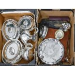 Miscellaneous plated ware, to include a Victorian engraved EPNS teapot and coffee pot en suite, each