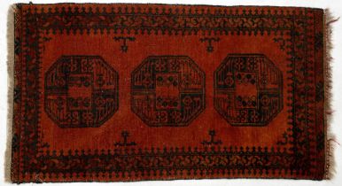 Three Afghan rugs, 131 x 73cm and smaller