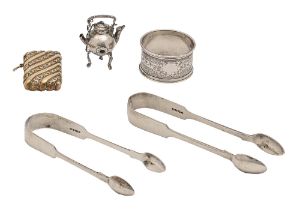 Two similar pairs of Victorian silver sugar tongs, Fiddle pattern, by different makers, London