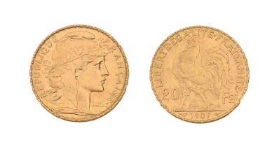 Gold coin. France 20 francs 1907