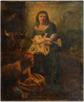 Italian School, 19th c - Madonna and Child, oil on canvas, 130 x 107cm Five patched holes of varying