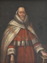 English School, 18th c - Portrait of Sir Edward Coke (1552-1634), Lord Chief Justice, oil on canvas,