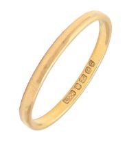 A 22ct gold wedding ring, 2.3g, size N Typical wear