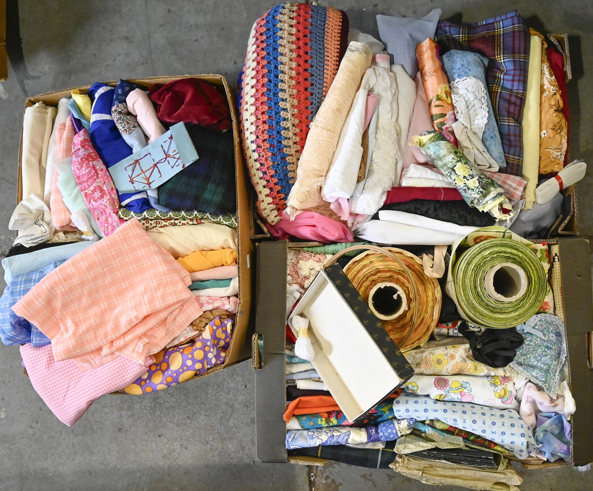 Miscellaneous fabric samples mounted on cards, 1960s and later dress maker's and other fabrics, etc