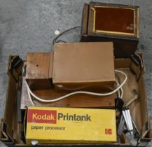 A quantity of vintage photography and dark room development equipment and accessories