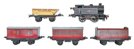 A Hornby O gauge clockwork tank locomotive and various Hornby rolling stock, mid 20th c
