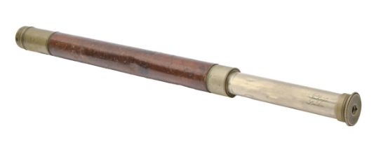 A Victorian 1" nickel plated brass refracting telescope, A Ross, London, with stitched leather