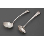 A pair of George III silver sauce ladles, Old English pattern, initialled D, by Peter and Ann