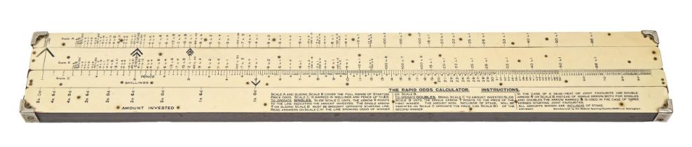 Computing. Slide rule, horse racing, 'The Rapid Odds Calculator', The Midlands Sporting Gazette (