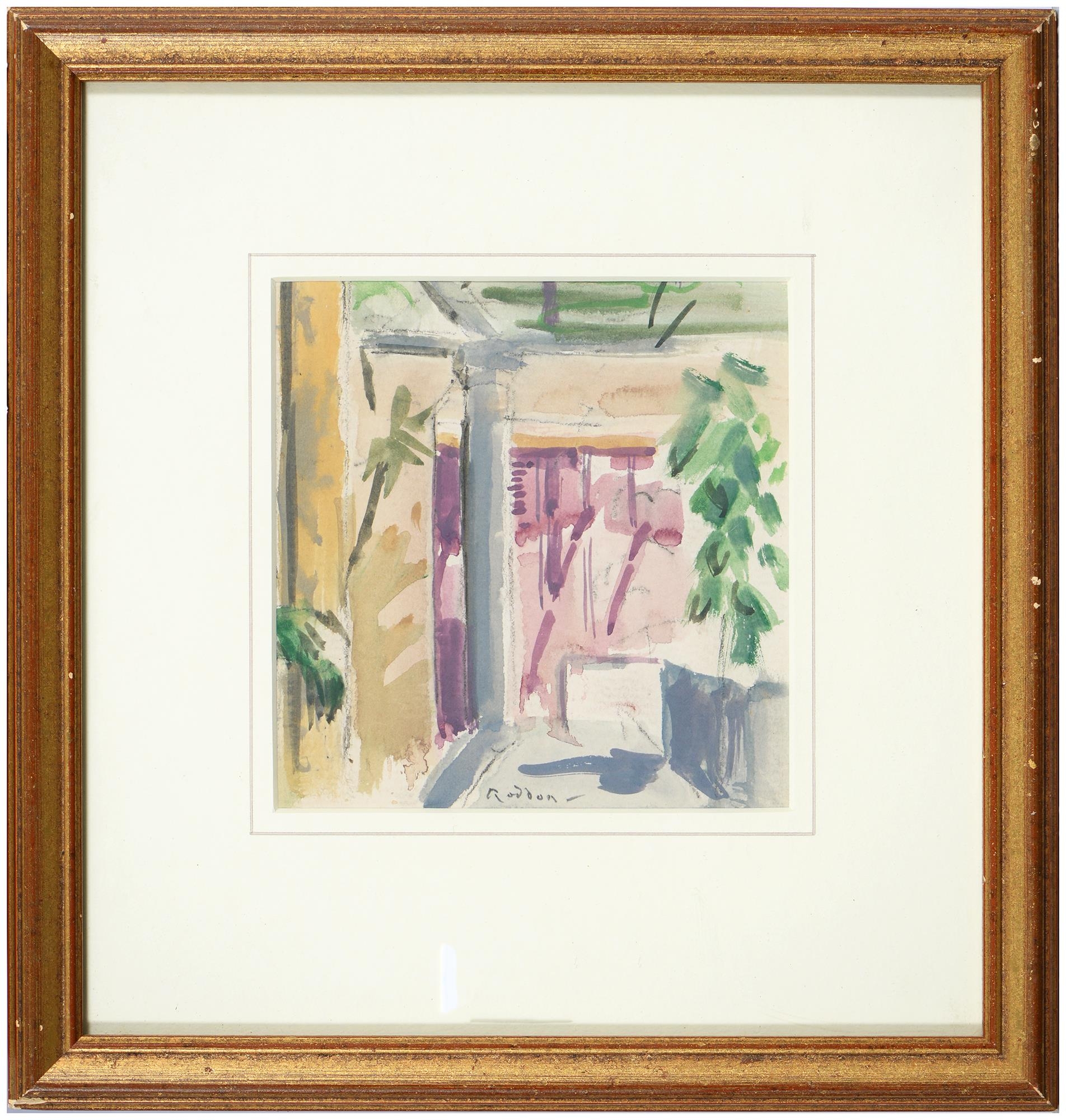 Guy Roddon (1920-2006) - Courtyard Garden, Menton, signed, titled label to verso, watercolour, 15 - Image 5 of 9