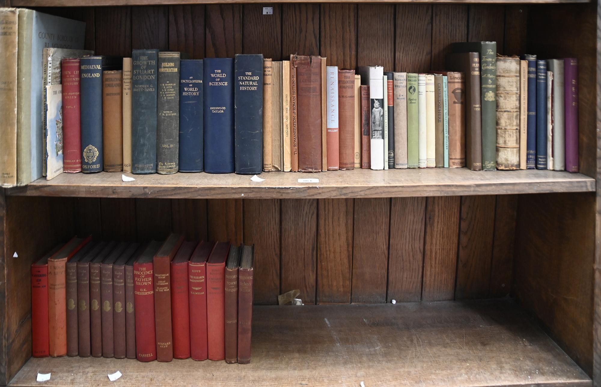 Books. One and a half shelves of general stock, early 20th c and later, mostly topography, including