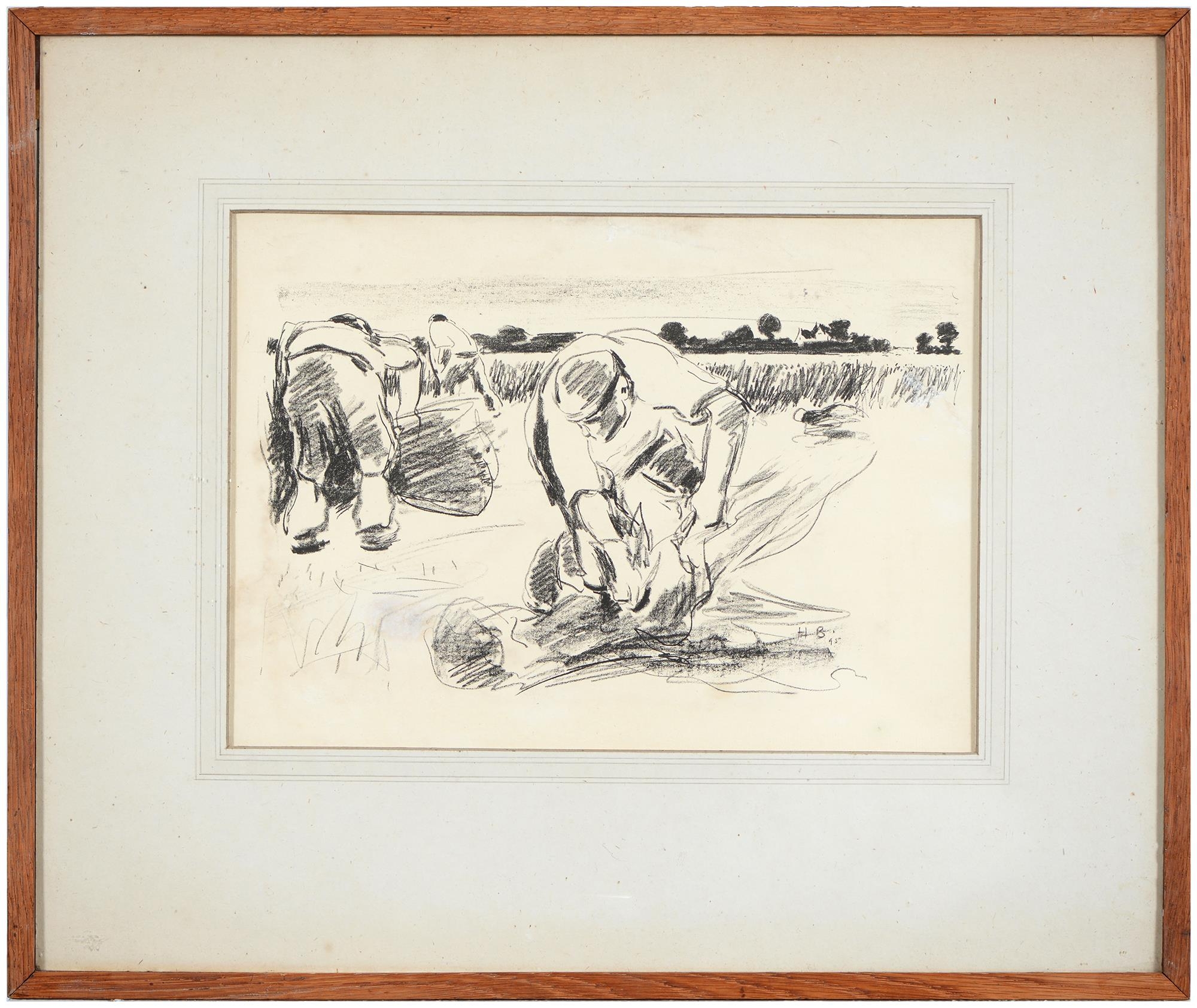 Harry Becker (1865-1928) -Tying Sheaves of Corn, monogrammed and dated 95 within the plate, - Image 5 of 6