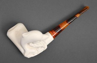 A Meerschaum tobacco pipe, carved with a dolphin Undamaged