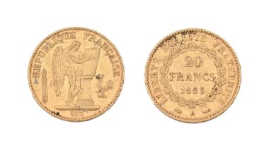 Gold coin. France 20 francs 1889