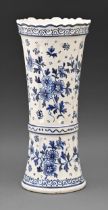 A Dutch Delftware sleeve vase, 20th c, painted with flowers, 35cm h, painted mark Undamaged