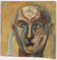 Ivan Zadok Bray (b. 1967) - Study of a Head, inscribed to verso, oil on card, 30.5 x 29.5cm,