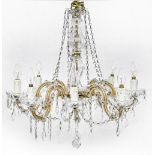 A pair of Victorian style cut and moulded glass eight branch chandeliers, 65cm diam Overall good