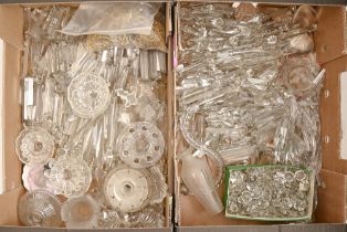 An extensive collection of Victorian cut or faceted glass chandelier drops, festoons, drip pans,