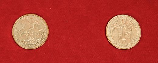 Great Fire of London and the Blitz. Two 18ct commemorative medals, 22mm diam, by Metalimport Ltd,