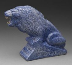 Advertising. An Ashstead powder blue earthenware Genozo Tooth-paste lion, 1926-1936, 19cm h, printed