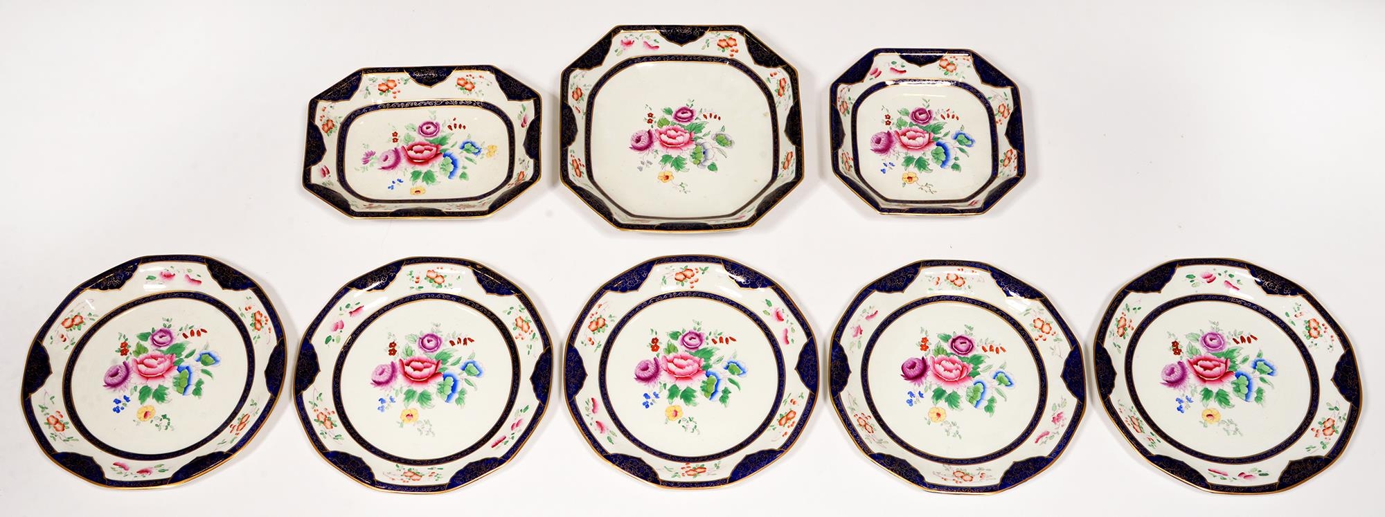A Wedgwood & Co earthenware floral dessert service, 1930s (8)
