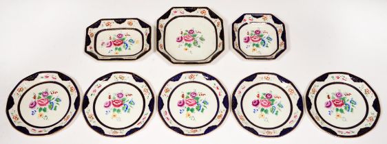 A Wedgwood & Co earthenware floral dessert service, 1930s (8)