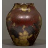 A WMF Ikora vase with leaf decoration, 24cm h