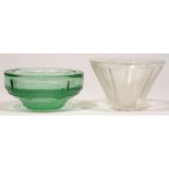 Two Daum glass bowls, etched Daum Nancy France, one 18cm diam Small chip to rim of white glass bowl