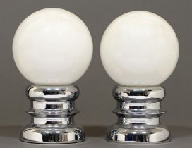 A pair of chromium plated lamps,  glass domes, 22cm h