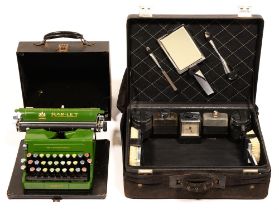 An Art Deco chromium plated dressing case, and typewriter