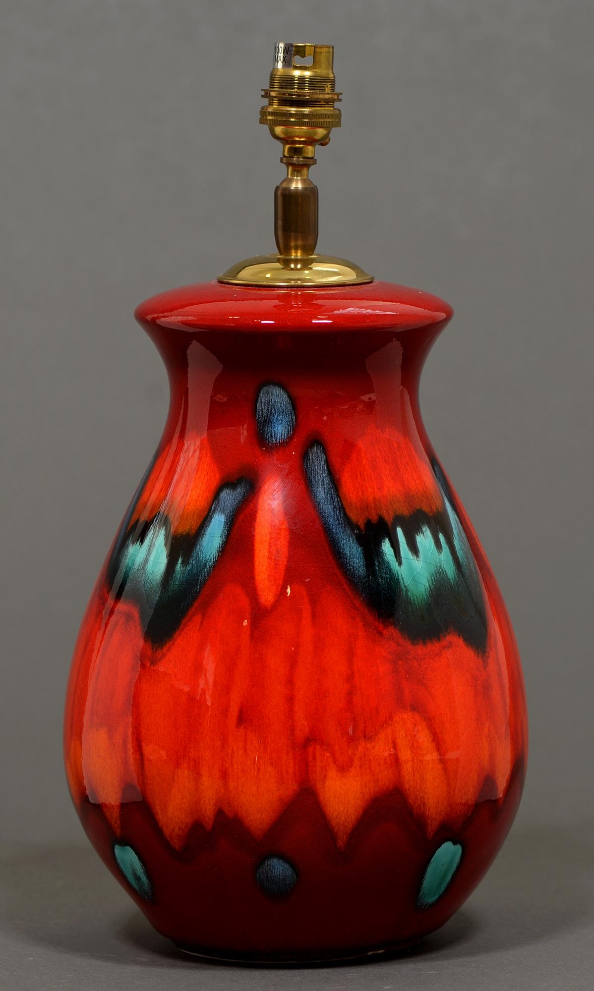 A Poole  pottery lamp, 24cm h