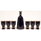 A Carlton Ware purple decanter and six goblets (7) No stopper
