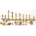 Miscellaneous brass, including candlesticks, 19th c and later