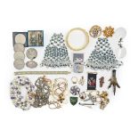 Costume jewellery including silver brooches