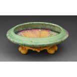 A Clarice Cliff Delicia footed bowl,  33cm diam Interior slightly worn, area of green degraded paint