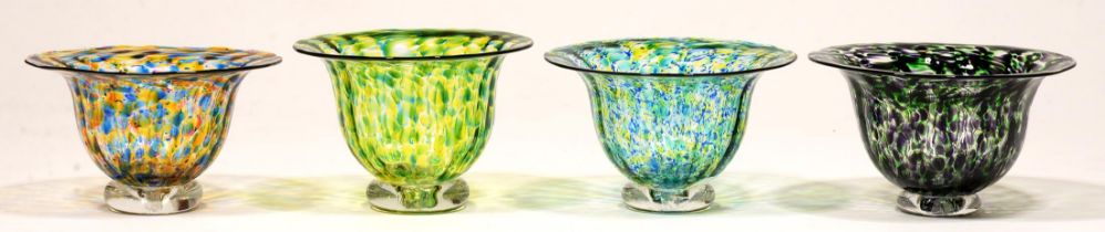 Four Jane Charles Studio glass bowls, 17cm diam, 11cm h