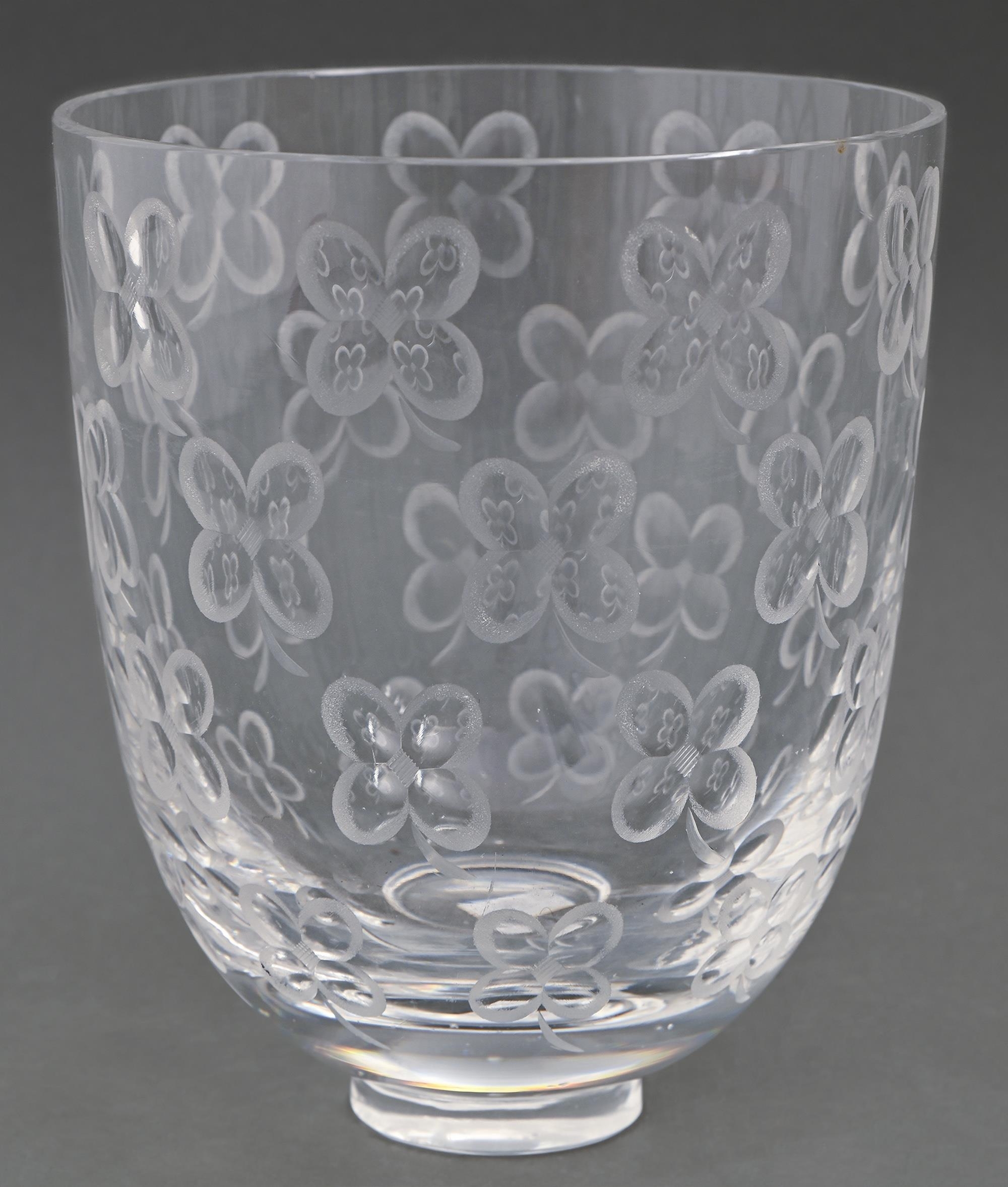 An Orrefors  cut glass vase of four leaf clover design,  18cm h