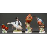 Four Herend models of birds, including a Parrot, 25cm h