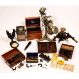 Miscellaneous 19th / 20th c scientific instruments and apparatus, including spectroscope, brass