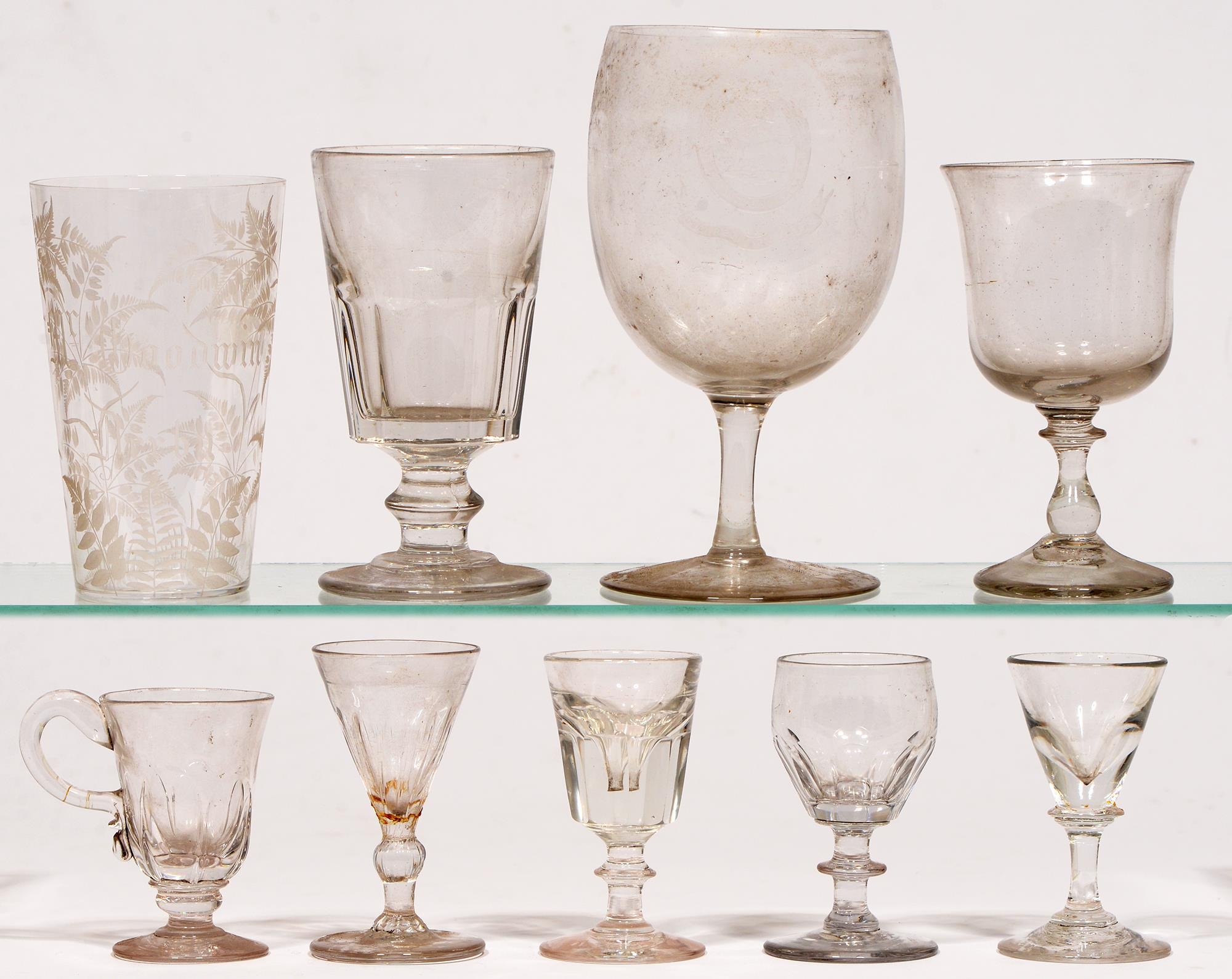 Eight Georgian glasses and a Victorian glass (9)