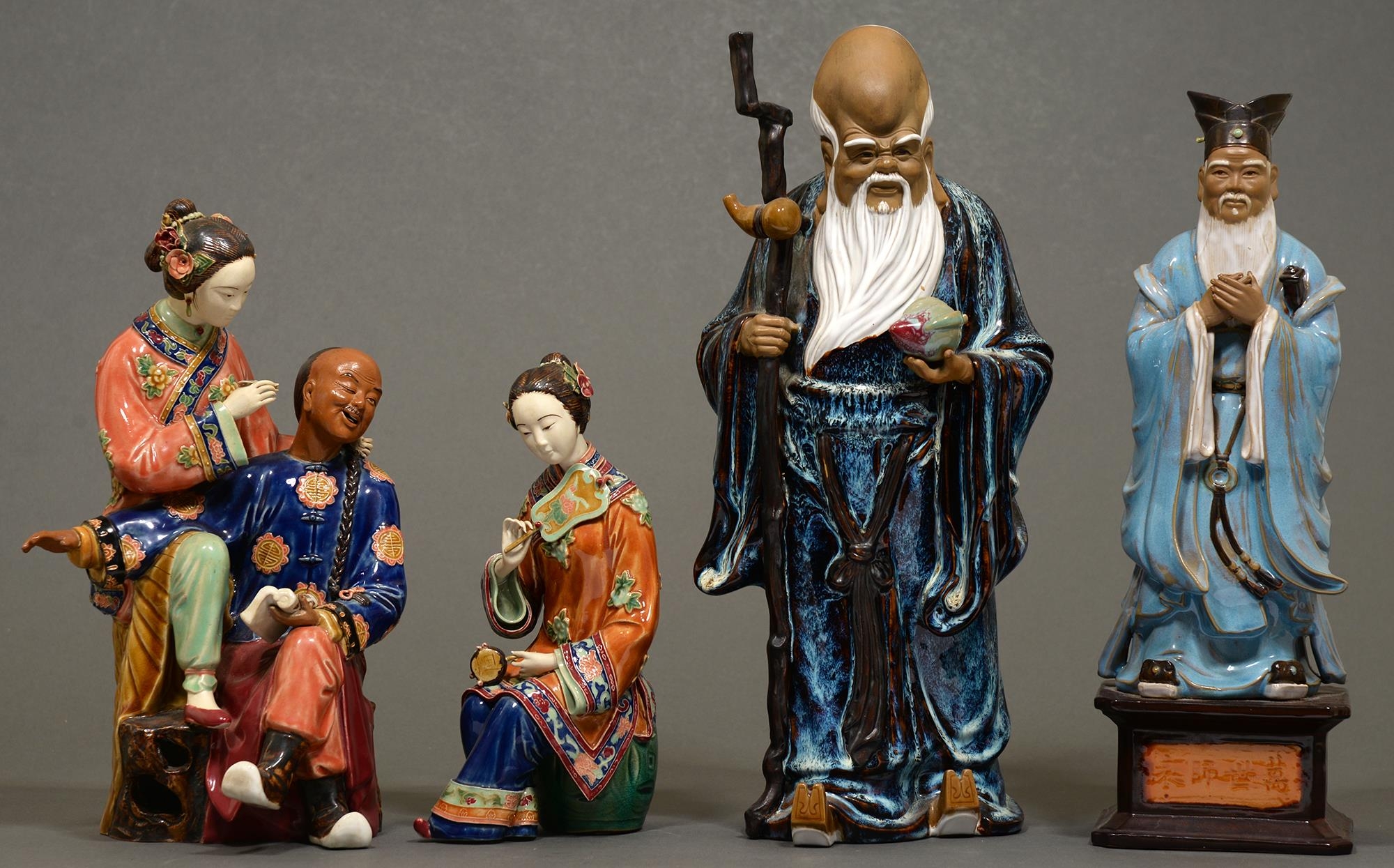 Four Japanese figures, 44cm h and smaller (4)