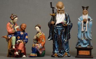 Four Japanese figures, 44cm h and smaller (4)