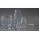Six  glass vases, to include Kosta and Orrefors, largest 24cm h