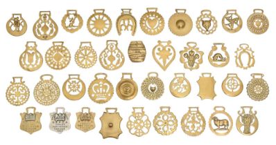 Thirty-eight horse brasses,  mainly Victorian and early 20th c,  including RSPCA London Cart Horse