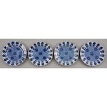 Four Chinese blue and white plates, 18th c, painted with the aster pattern, 23cm diam One plate with