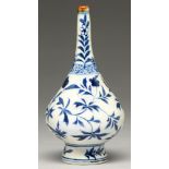 A Chinese blue and white rosewater sprinkler, 19th c, painted in two registers with bamboo and