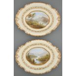 A pair of Copeland & Garrett dessert dishes, c1840, painted with views of Loch Lomond and Loch