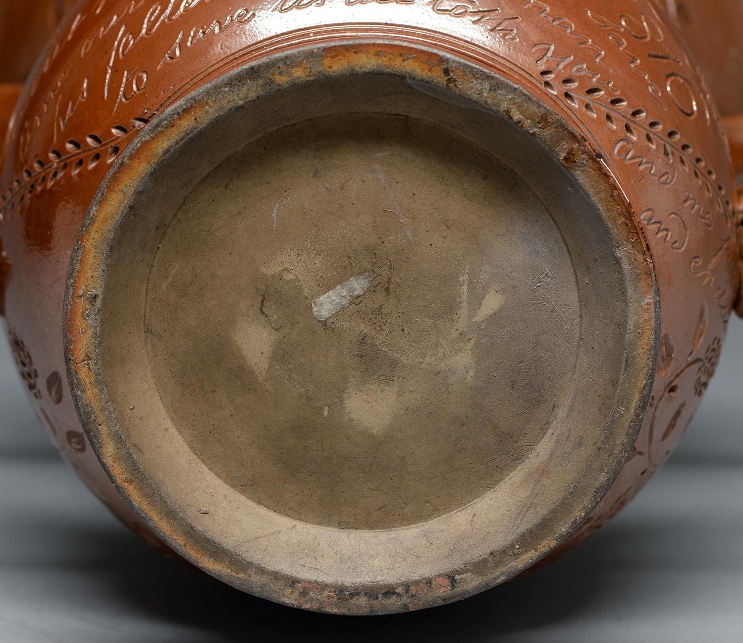 A Derbyshire saltglazed brown stoneware loving cup, Chesterfield, dated 1816, incised JAMES AND - Image 2 of 2