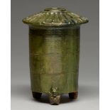 A Chinese green glazed red earthenware model of a granary, Eastern Han Dynasty, 24cm h   Provenance: